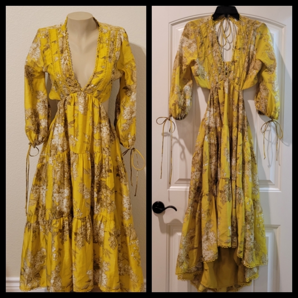 ASOS Yellow Floral High Low Dress